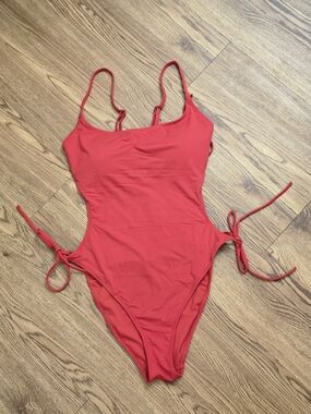 Red Side-Tie One-Piece Swimsuit - Women